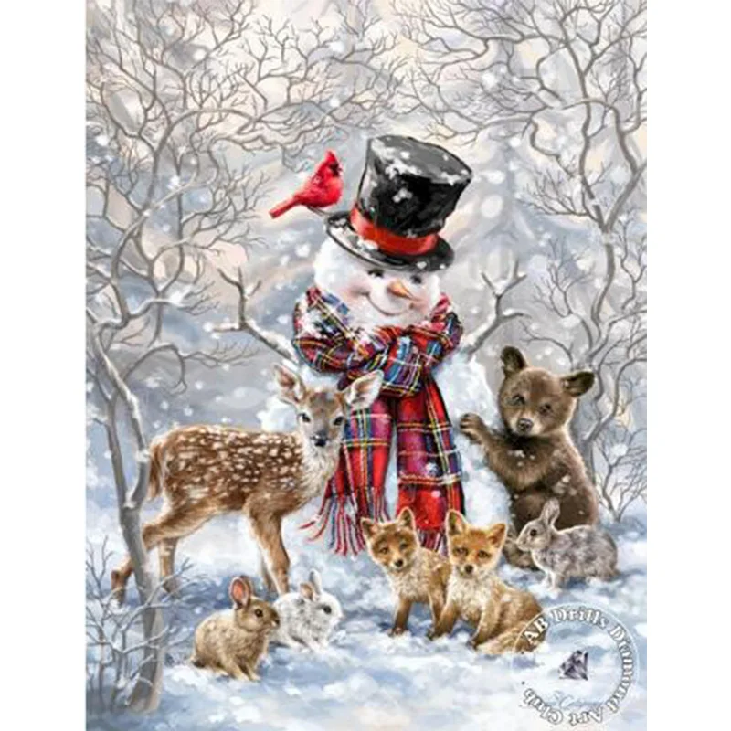 

AB Алмазная вышивка крестиком мультфильм Рождественский снеговик 5D DIY Алмазная вышивка горный хрусталь картина алмазная живопись