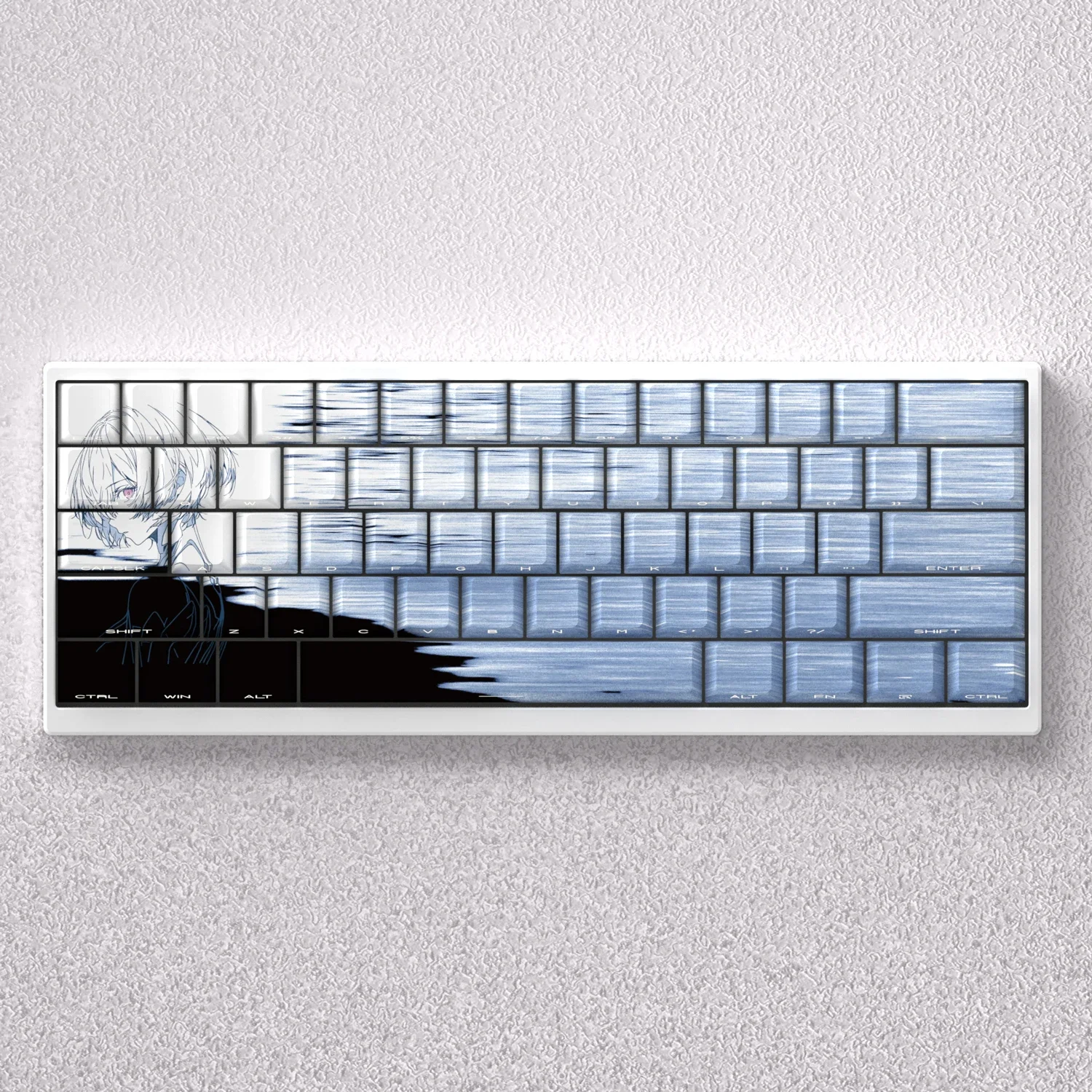 98 Keys PBT EVA Ayanami Rei Keycaps Side Print Anime Theme Profile Cherry Dye Sub Mechanical Keyboard GK61 Anne Pro 2 AKKO FUN60