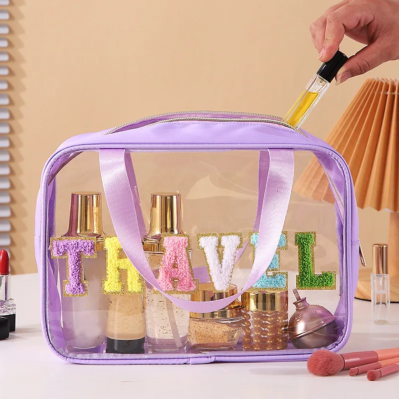 

New Transparent Make Up Toiletry Bag PVC Waterproof Swimming Beach Bath Bags Portable Travel Wash Bag PU Leather Cosmetic Case