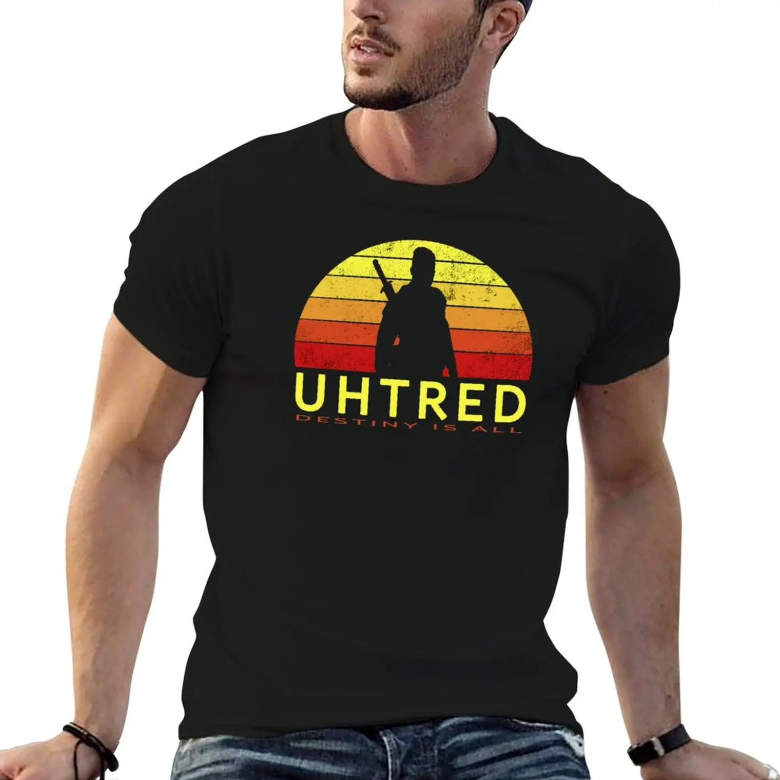 T-shirt pour homme en coton lourd, uhtred of bebbanburg destiny is all wessex warrior