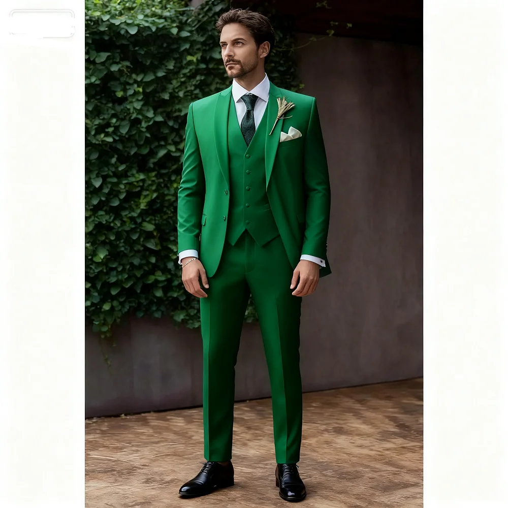 

Итальянский мужской смокинг из трех предметов, темно-синяя куртка, приталенный свадебный костюм жениха с белым жилетом и запонками с лацканами