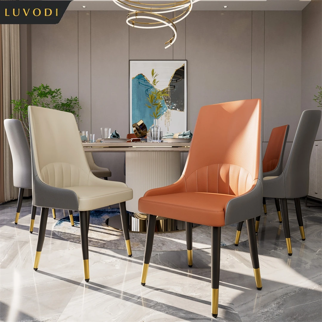 LUVODI 2PCS Dining Room Chairs with Arms Microfiber Leather Upholstered with Wide Cushion Seat Leisure Side Chairs image 2