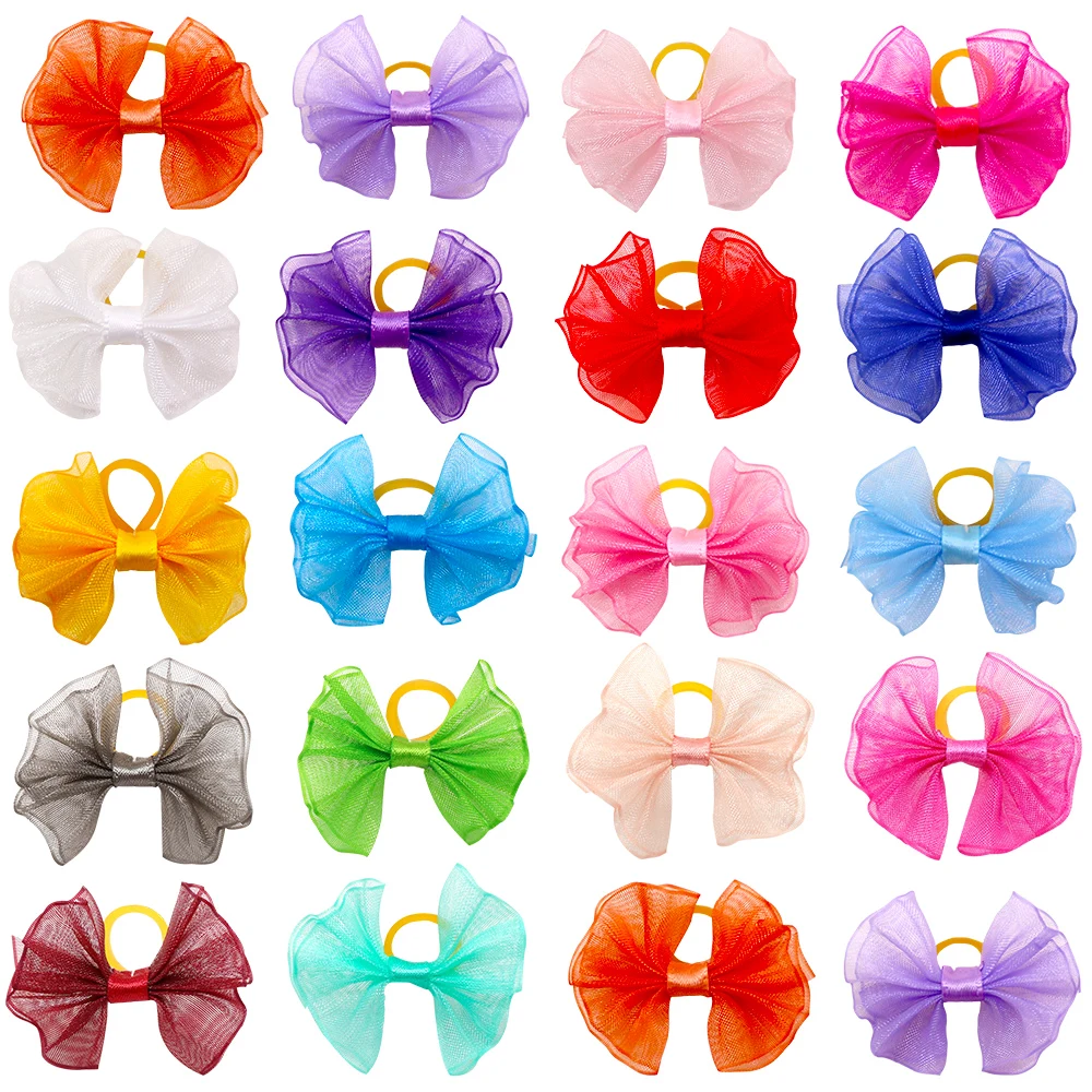 20pcs Dog Hair Bows Lace Dog Hair Accessores Pet Grooming Supplies Cute Small Dogs Bows Rubber Bands Accessoreis For Small Dogs