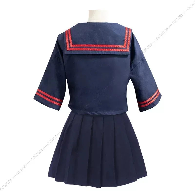 

qq34Anime New Type Nezuko JK Clothing Fashion High School Uniform Women's Girls Sailor Suit Clothes Blue Cosplay Costumes