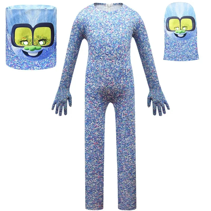 

★Halloween Cosplay Costume T-Trolls White Sparkle Jumpsuits s World Tour ren s Bodysuit and Headgear Suit 2026 New ♥Look Me ←_←