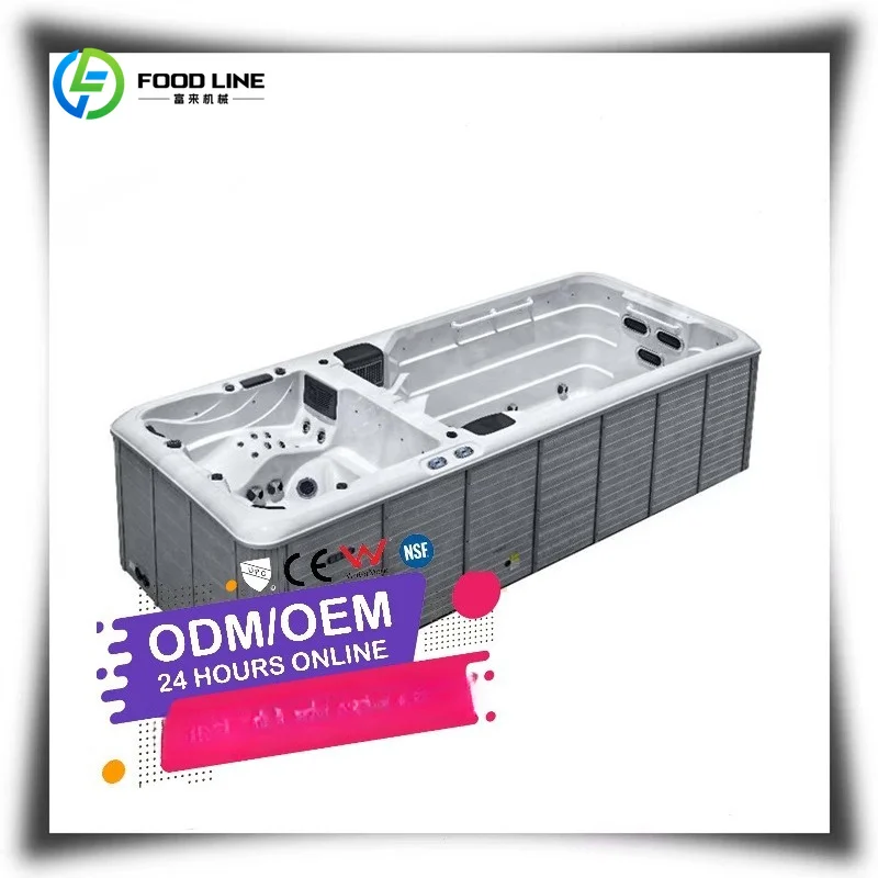 Customized Outdoor Smart Endless Swimming Pool Spa With 4 Persons Whirlpool Massage Acrylic Hot Tub 6M