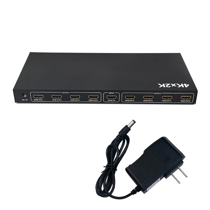 EU US PLUG 8 Port HDMI-Compatible Splitter Video Splitter 1 In 8 Out 4K HDMI-Compatible Converter Display Duplicate For PC HDTV