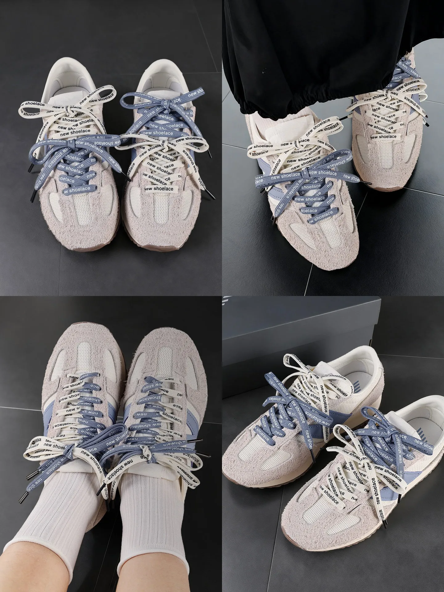 Vintage Double Lace Women Sneakers Suede Mesh Retro Training Shoes Soft Flat Casual Walking Athletic Trainers Couple Shoes