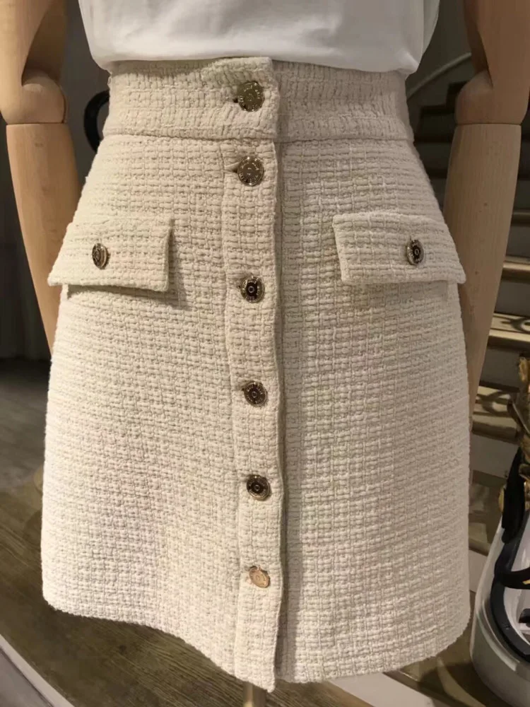 

Ele Lady Metal Bule ort Юбка Hepburn Sle Высокая талия А-силуэта Хлопково-марлевого цвета Юбка для поездок на работу