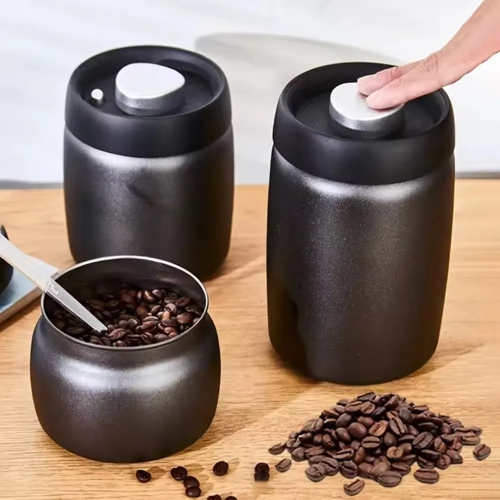 Stainless Steel Coffee Beans Vacuum Sealed Jug 400 800 1200ml Keep Fresh Coffee Vacuum Canister Large Capacity