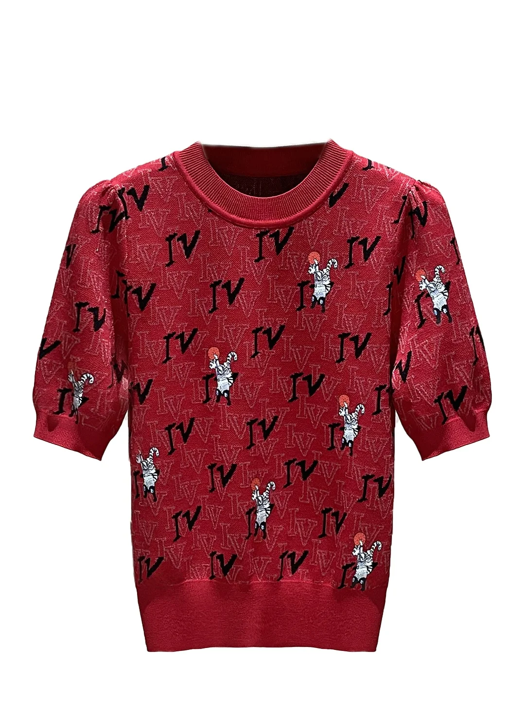 เสื้อสเวตเตอร์ไหมพรมสีแดง แขนยาว ปักลายพิมพ์ ทรงหลวม สไตล์ลำลอง ใส่สบาย ระบายอากาศได้ดี สำหรับผู้หญิง...