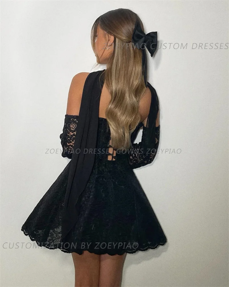 Robe de Rhsexy en dentelle noire avec châle pour femme, robe de soirée cocktail d'Israël, manches longues, club formel