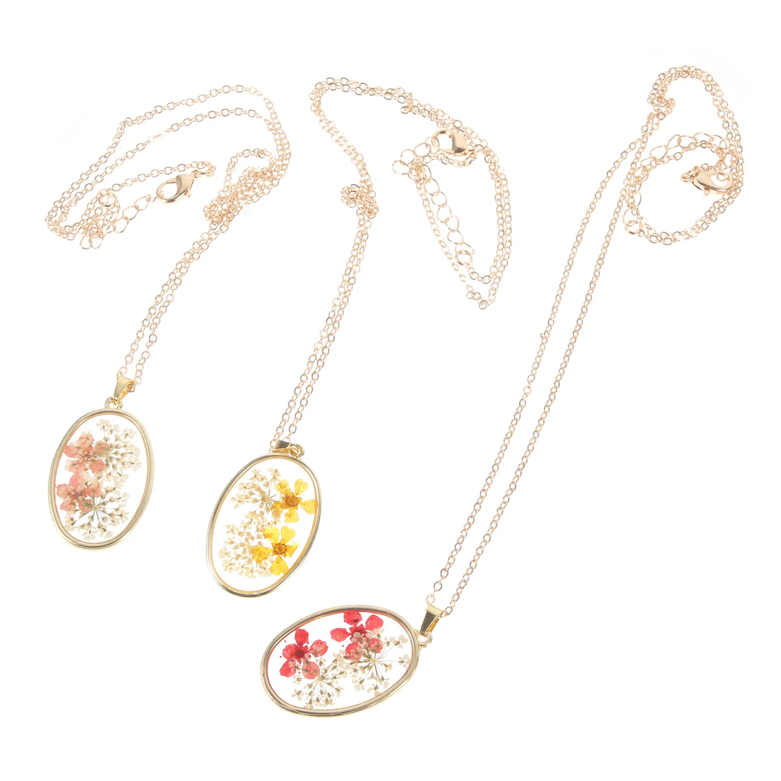 

3Pcs Dried Flower Necklace for Elegant Clavicle Chain with Natural Flower Design Creative Jewelry for Women Valentine