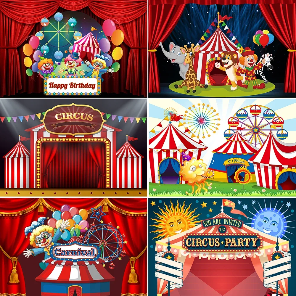 

Circus Theme Baby Newborn Children Birthday Backdrop Portrait Photography Background Carnival Party Decor Photocall Photo Studio