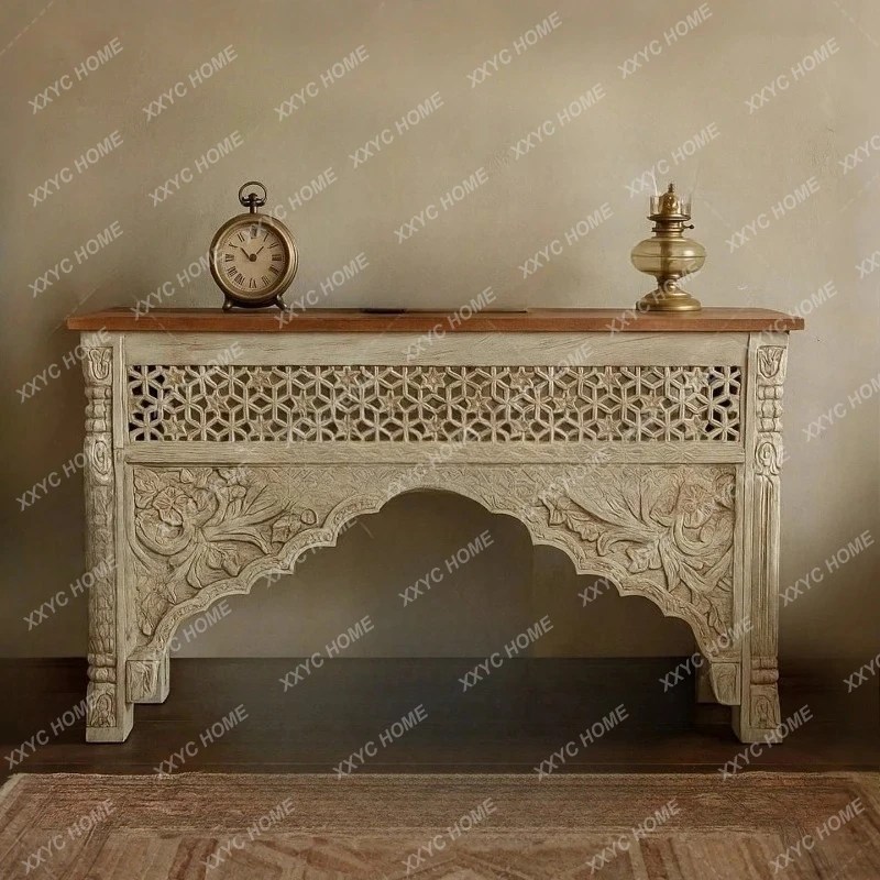 

Ретро-шкаф из массива дерева с резьбой в виде цветов, декоративный шкаф для прихожей или гостиной.