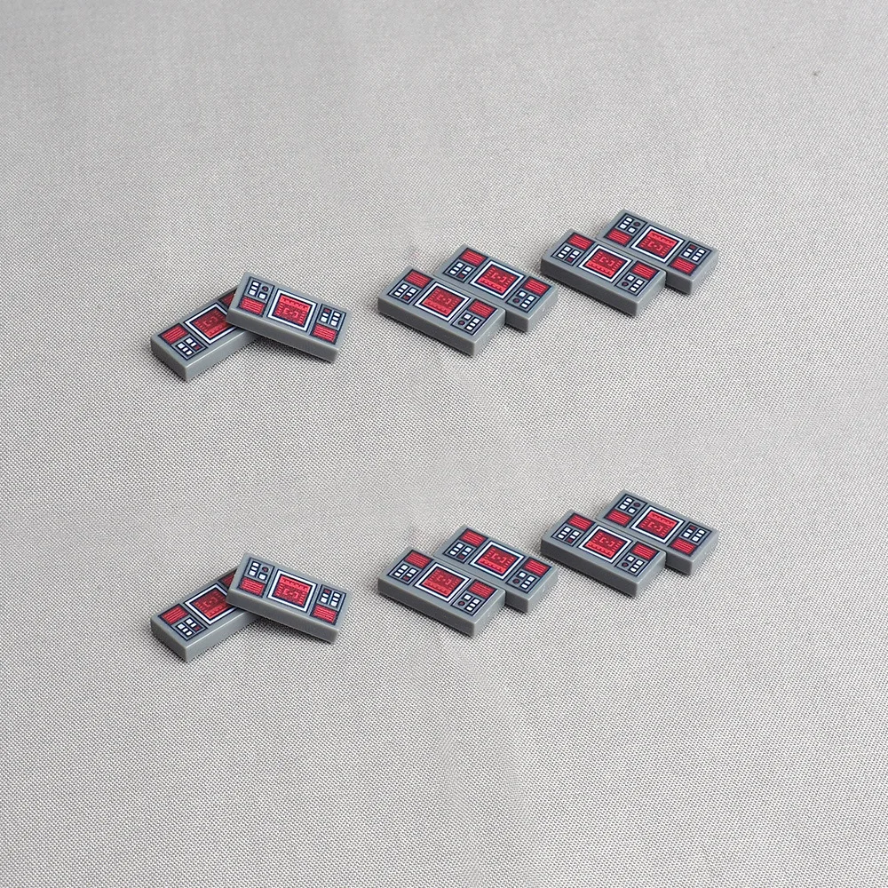 MOC 10 Uds. Parte de ladrillos impresos 3069 1X2 3069pb0777 patrón de pantalla objetivo máquina juego de bloques de construcción partículas DIY juguetes regalos para niños