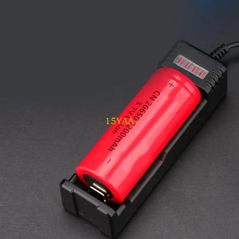 15YA Single Bay 26650/18650 Battery Charging Adapter USB Interfaces ABS Construction