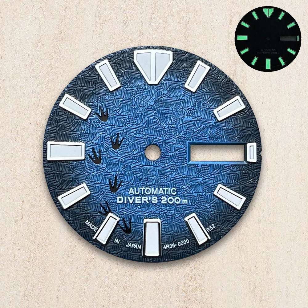 28.5mm S Logo Dial Suitable For NH35/NH36/4R/7S Japanese Automatic Movement Green Luminous