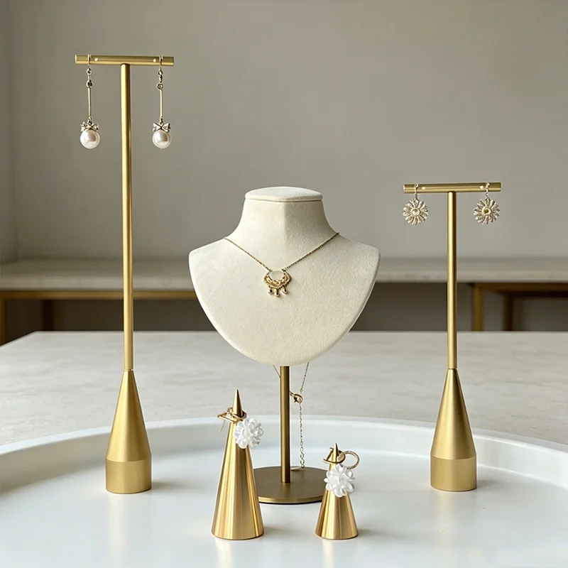 High-end Jewelry Display Stand Metal Base Holding Portrait Necklaces Metal Earring Rack Jewelry Display Window Display Props