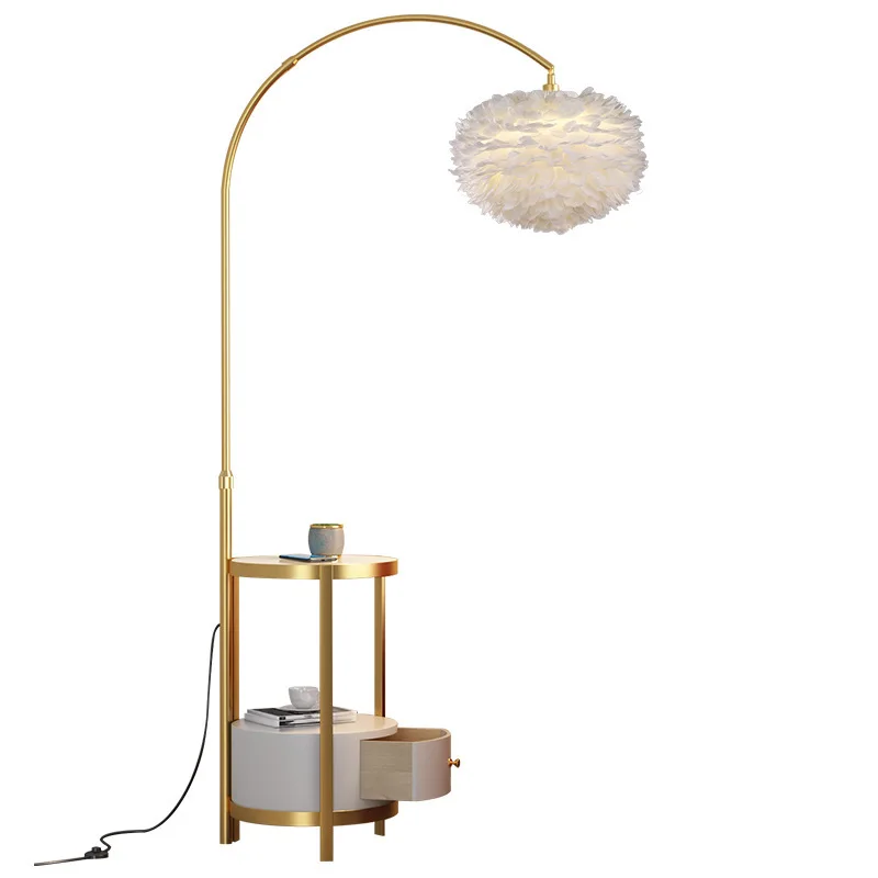 

Modern simple feather fishing floor lamp living room sofa with table floor lamp bedroom decorative desk lamp eye protection