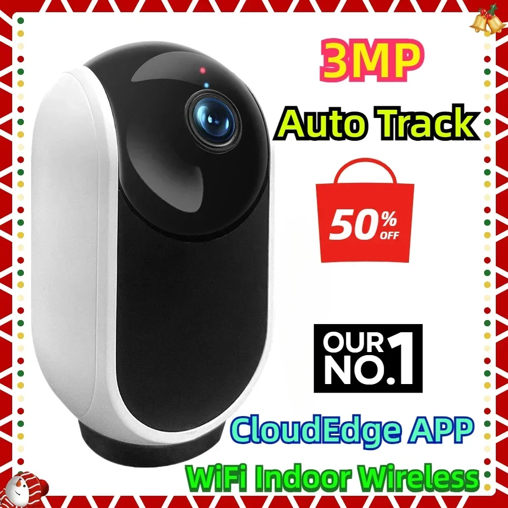 3MP PTZ WiFi Indoor Wireless Private Mode Auto Track Security Home CCTV Surveillance CloudEdge APP