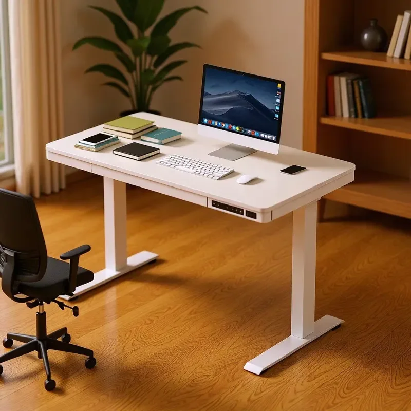 2025 Special Price E4 Steel Electric Lifting Desk with Hidden Drawer and Double Motor for Office Computer Use