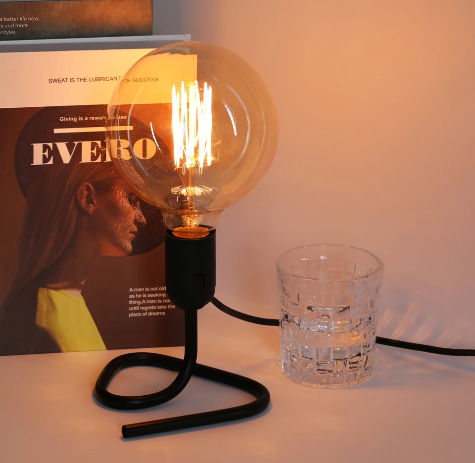 E27 Upright Desk Lamp Stand Creative Vertical Bracket EU UK Plug Stable Decorative Table Night Light for Bedroom Home Office