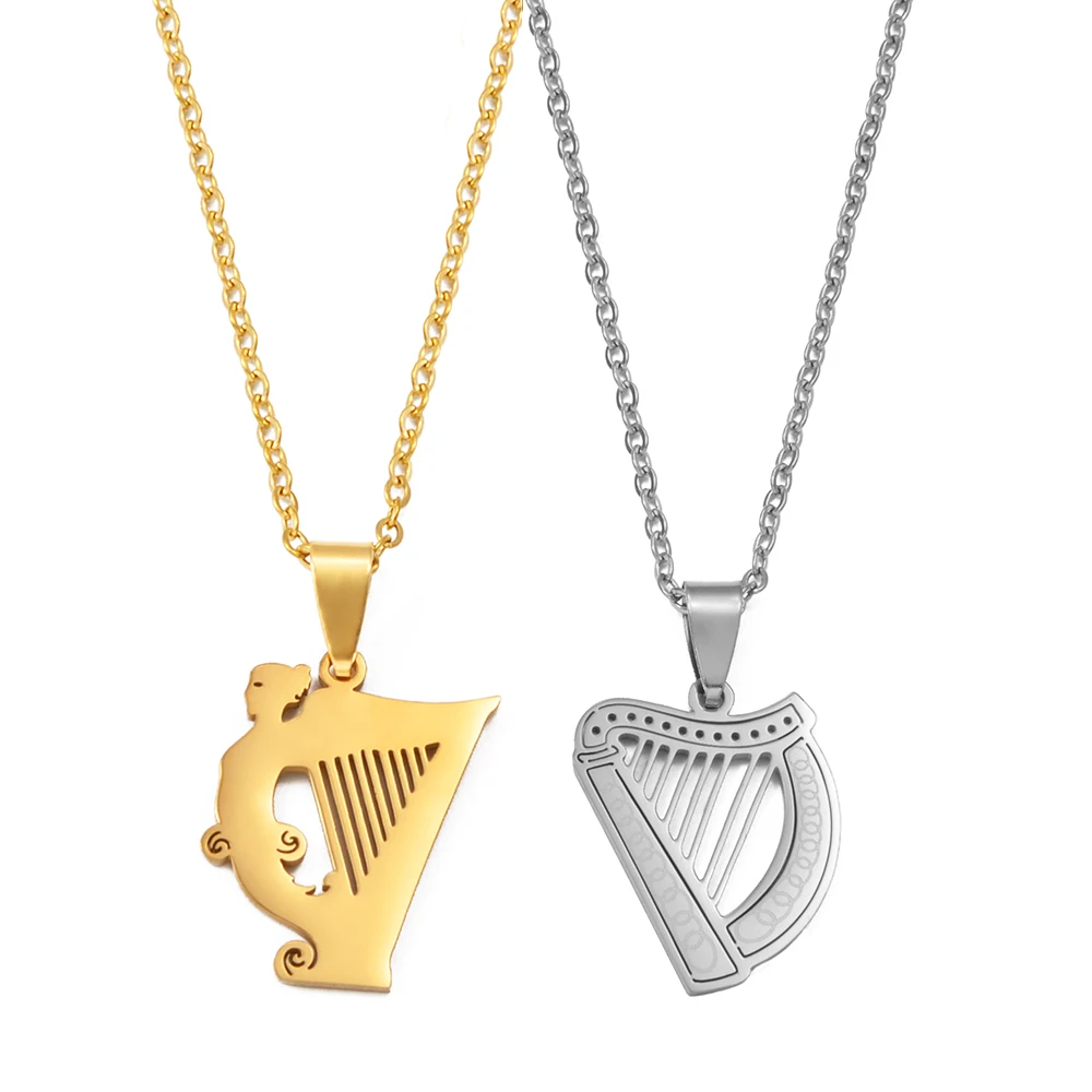 الأيرلندية سلتيك القيثارة فنزويلا قلادة القلائد للنساء الفتيات الفولاذ المقاوم للصدأ أيرلندا المجوهرات # 537762 #1