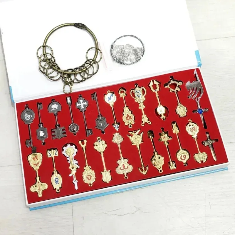 Colgantes de Anime, joyería, collar, llaveros, conjunto de llaves de Elza Lucy, estrella del zodiaco, espíritu, mago, sumones, llavero de cosplay, giftlK * 8 Cosfam