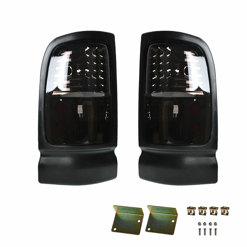 

Fit For 94-01 Dodge Ram Truck 1500 2500 3500 Tail Light Chrome Housing LED Black