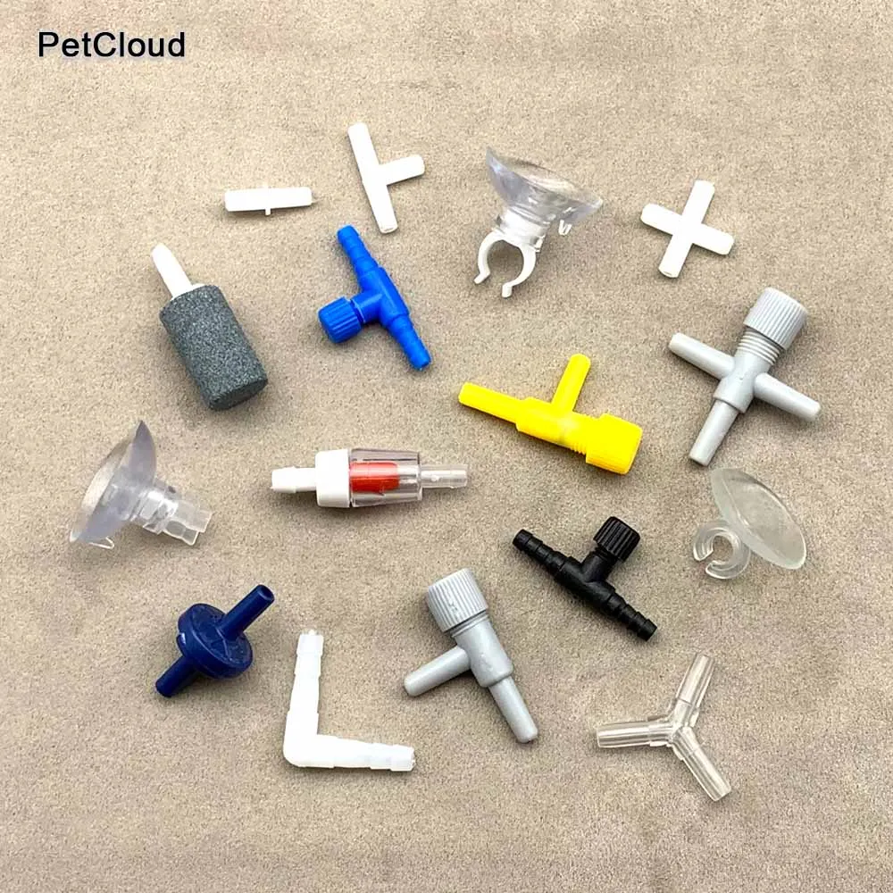 Aquarium Fish Tank Air Pump Connector T Cross Shaped Oxygen Pump Control Valve Air Stone Tube Suction Cup Aquarium Accessories