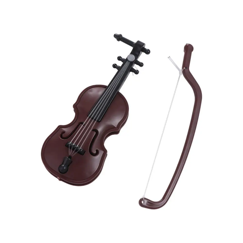 Simulation Violin Furniture Mini Violins Ornament 1/12 Home Decor Crafts Violin Model Brown Plastic Miniature Violin