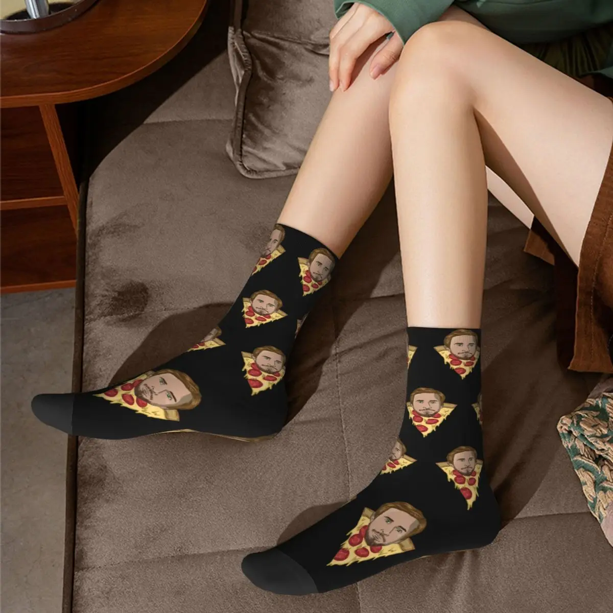 Retro Unisex Funny Pizza Ryan Gosling Socks Parody Accessories Middle Tube Socks Cotton Birthday Present