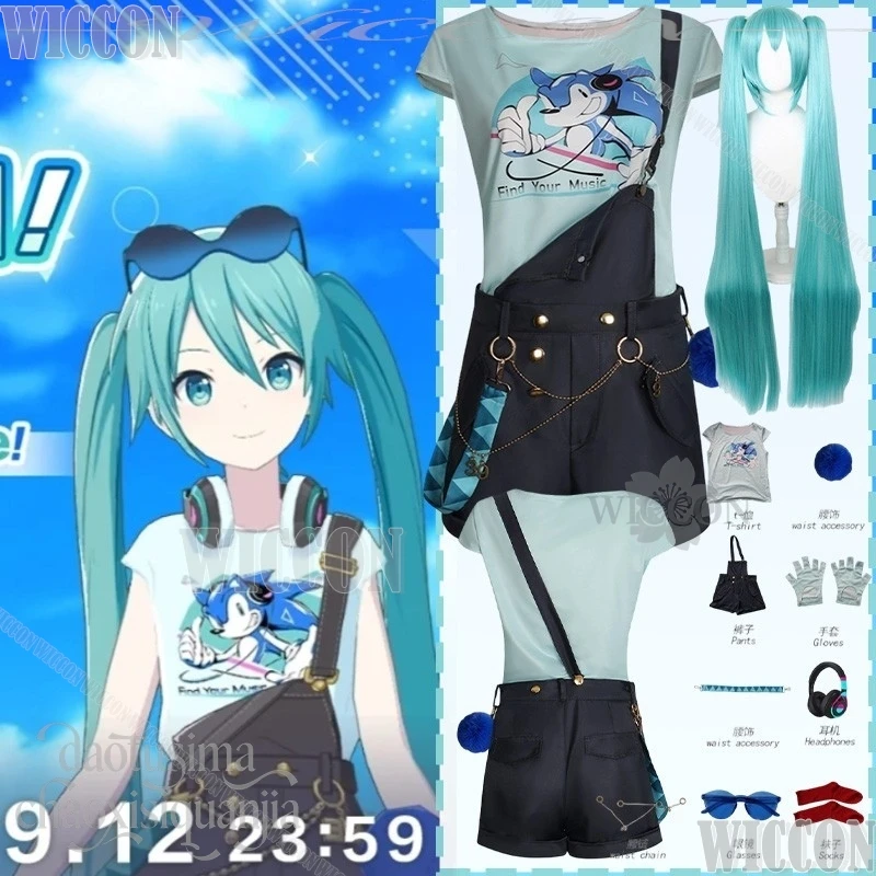 

Аниме-игровой проект Sekai, новый костюм Semester, косплей Mikkuu Kawaii, комбинезон, шорты, футболка с мультяшным принтом, парик, Рождество, Хэллоуин