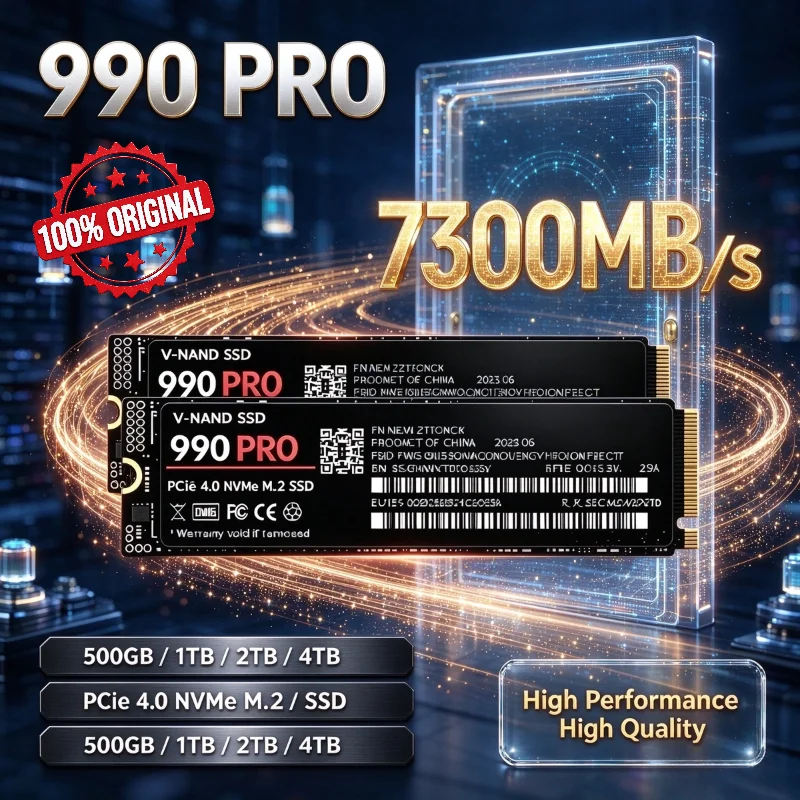 990PRO PCIe 4.0 NVMe M.2 2280 SSD 100% Original, Large Capacity Storage Disk Fast Loading for Gaming Notebook Desktop 2TB 4TB