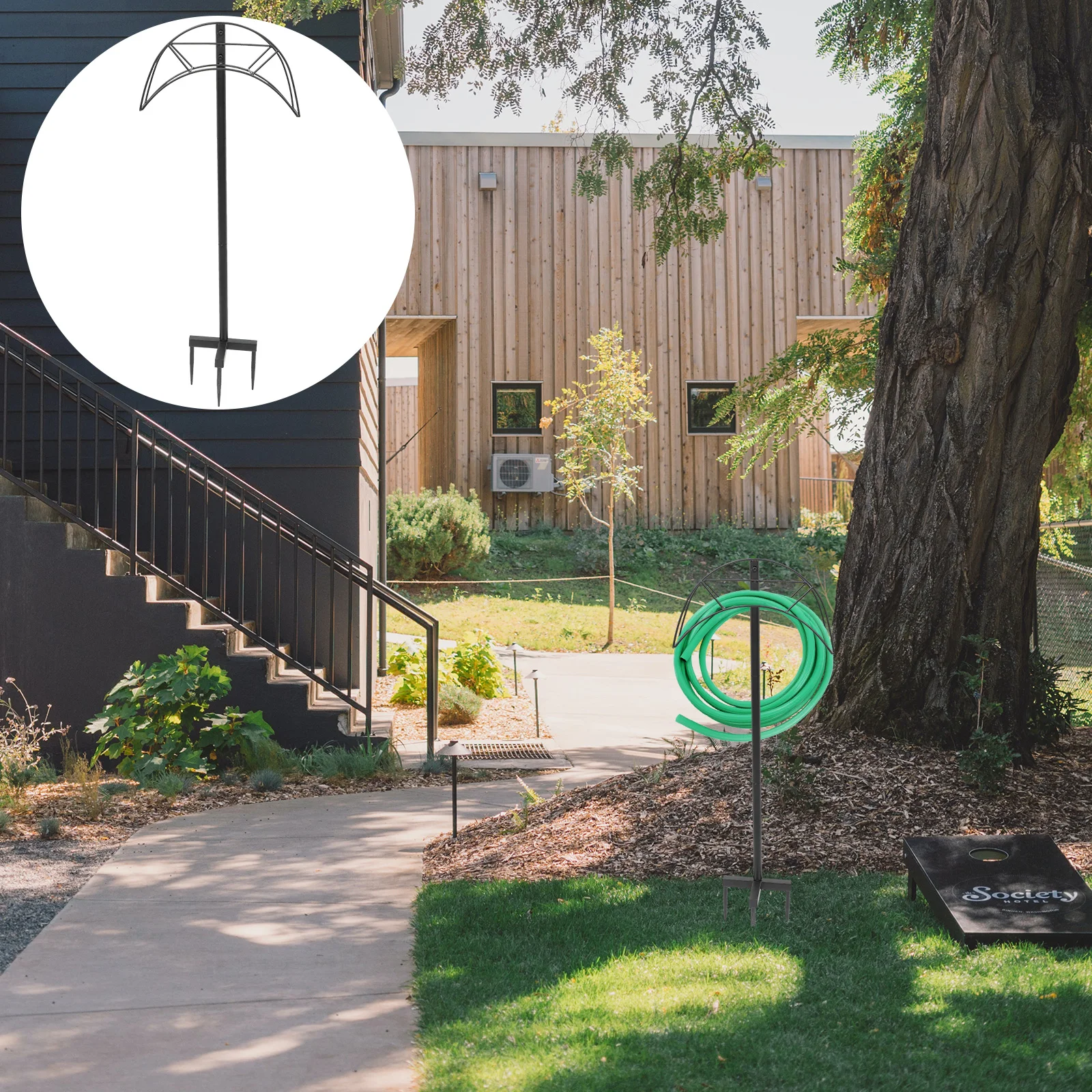 Detachable Garden Storage Metal Water Stand For Yard Outdoor Use Sturdy Vertical Hose Bracket Irrigation Storage Rack