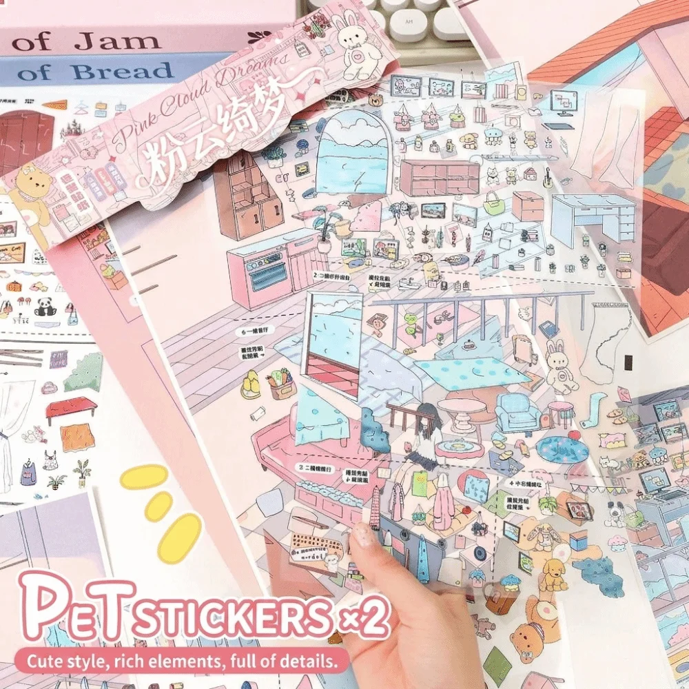 3D Miniature Landscapes Stickers Collection PET DIY Crafts 3D Landscape Sticker Waterproof 2 Themes DIY Toy Game Stickers
