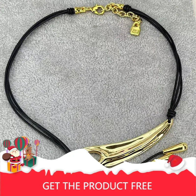 

2025 European and American handmade personalized short gold Y-shaped tassel collarbone chain women's jewelry
