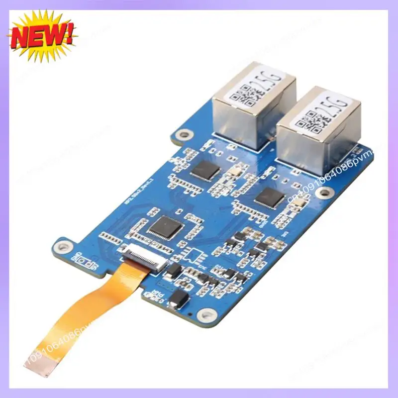 

T24C MP2.5GD For Rasbperry Pi 5 PCIE To Dual 2.5G Ethernet HAT RTL8125 Expansion Board Blue PCB Support For Rpi OS And Ubuntu