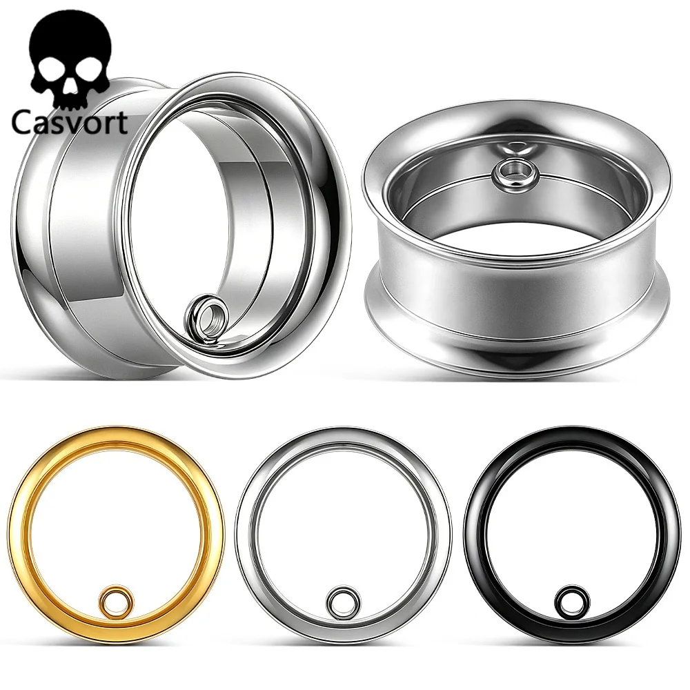 Casvort 2 Stück DIY Ohrhänger-Tunnel aus Edelstahl mit Schlaufe für fest hängende Ohrringe, Dehner, Piercing-Schmuck