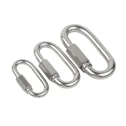 10Pack Stainless Steel D-Shaped Quick Link Chain Locking Carabiner Connector Keychain Ring Buckle for Outdoor Sports And Camping
