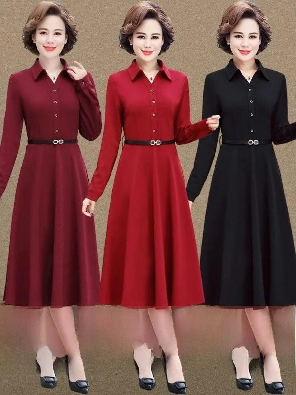 

Ele Collar Long Sve Midi Dr, модная осенне-весенняя женская юбка трапециевидной формы больших размеров, повседневная свободная посадка Dr