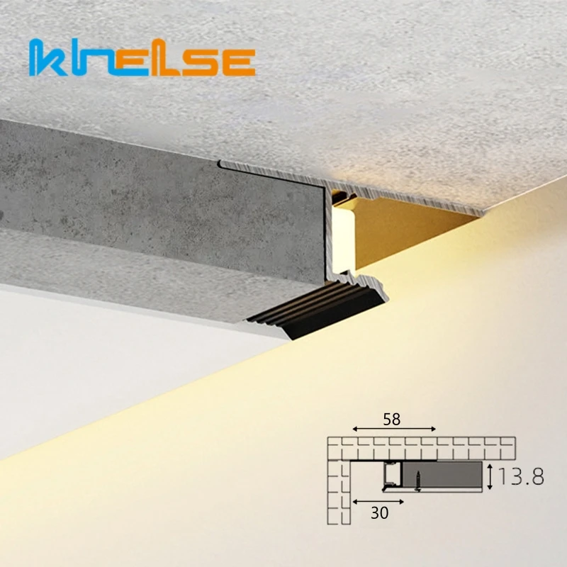 3.3ft/1m Ceiling LED Aluminum Profile Top Corner Frameless Recessed Luminous Channel Home Decor Wall Plaster Line Backlight