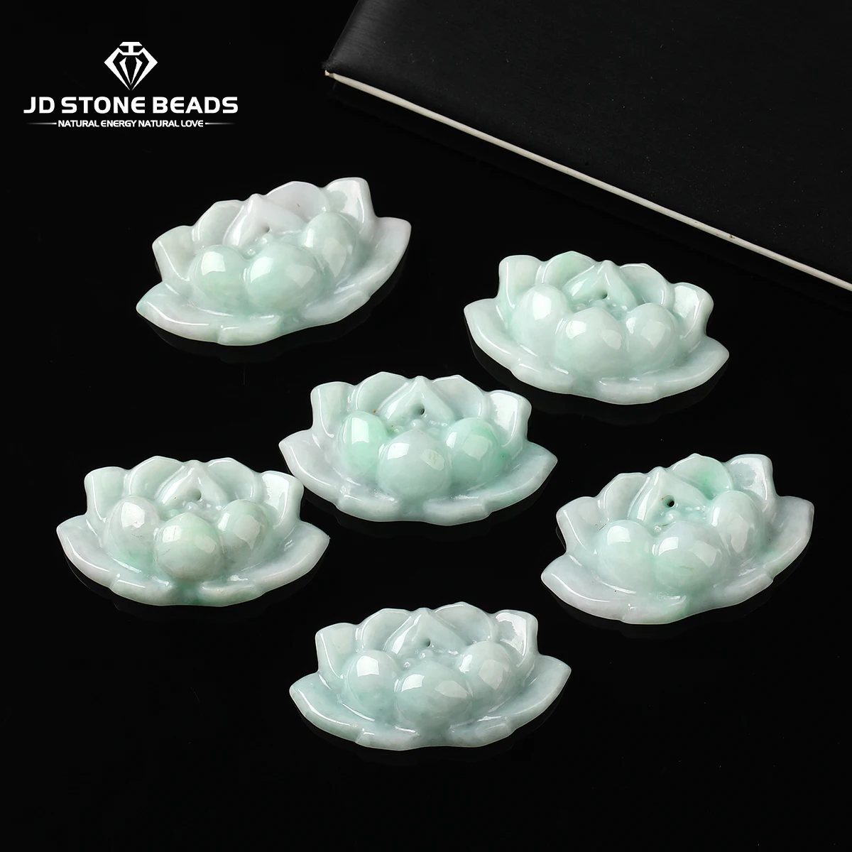 

1 Pc Natural Stone Emerald Jadeite Carved Lotus Shape Bead Gemstone for Jewelry Making DIY Necklace Pendant Accessory 25-45mm