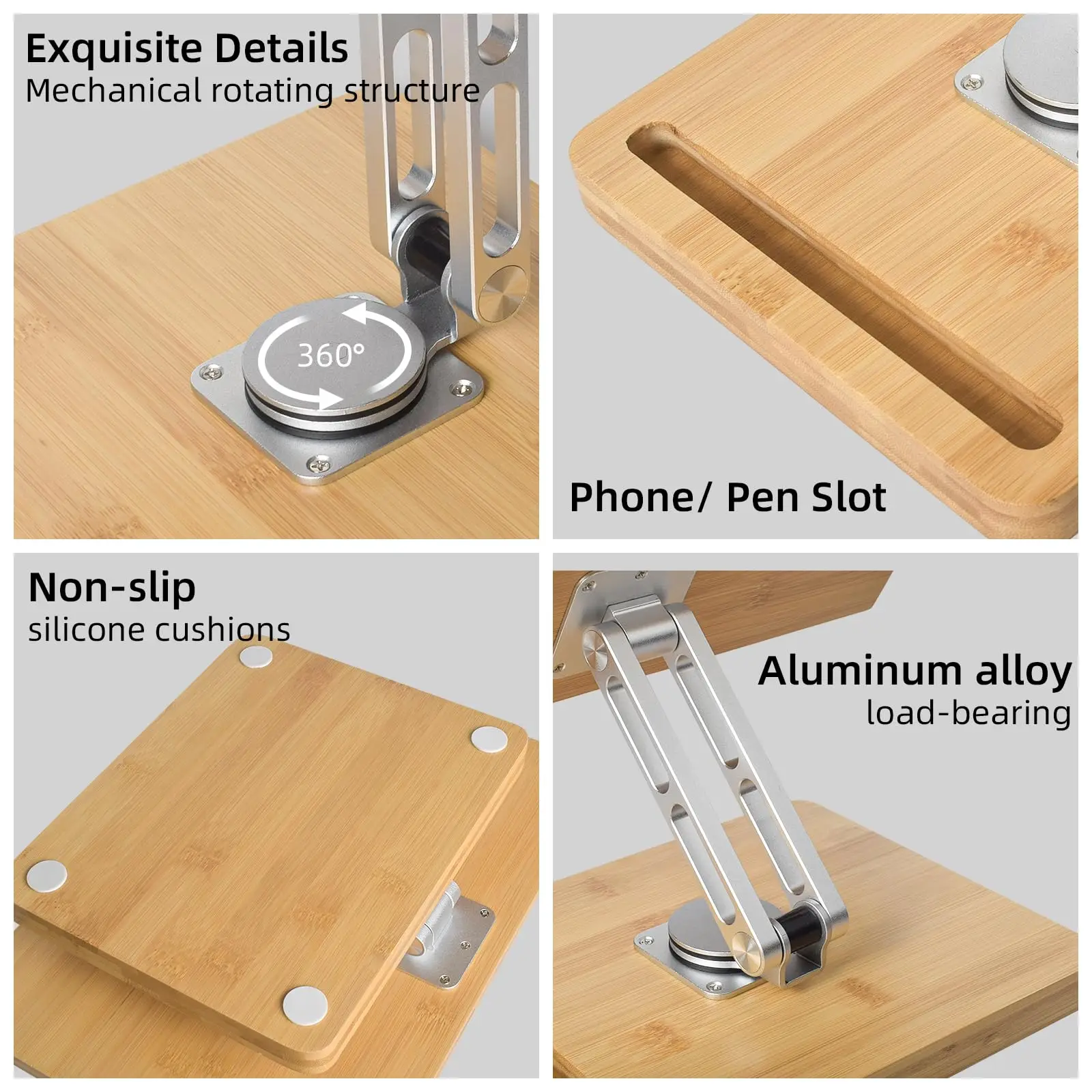 Book Stand for Reading with Phone Slot Foldable Desktop Riser for Laptop Recipe Textbook - Hands-Free Cookbook Stand