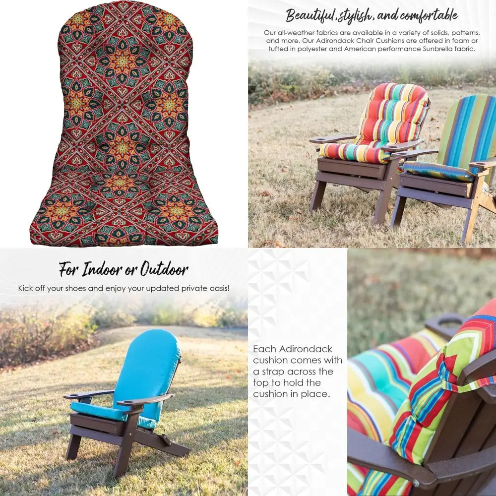 

weather-resistant outdoor tufted adirondack chair cushion, 42.5x21 inches, spun fabric