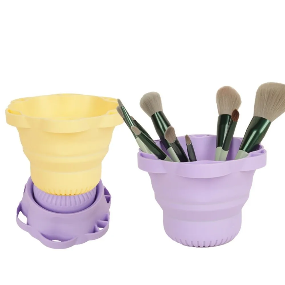 Silicone Lazy Makeup Brush Cleaner Folding Fast Dryer Powder Puff Cleaning Cup Portable Storage Makeup Brush Holder Beauty Tools