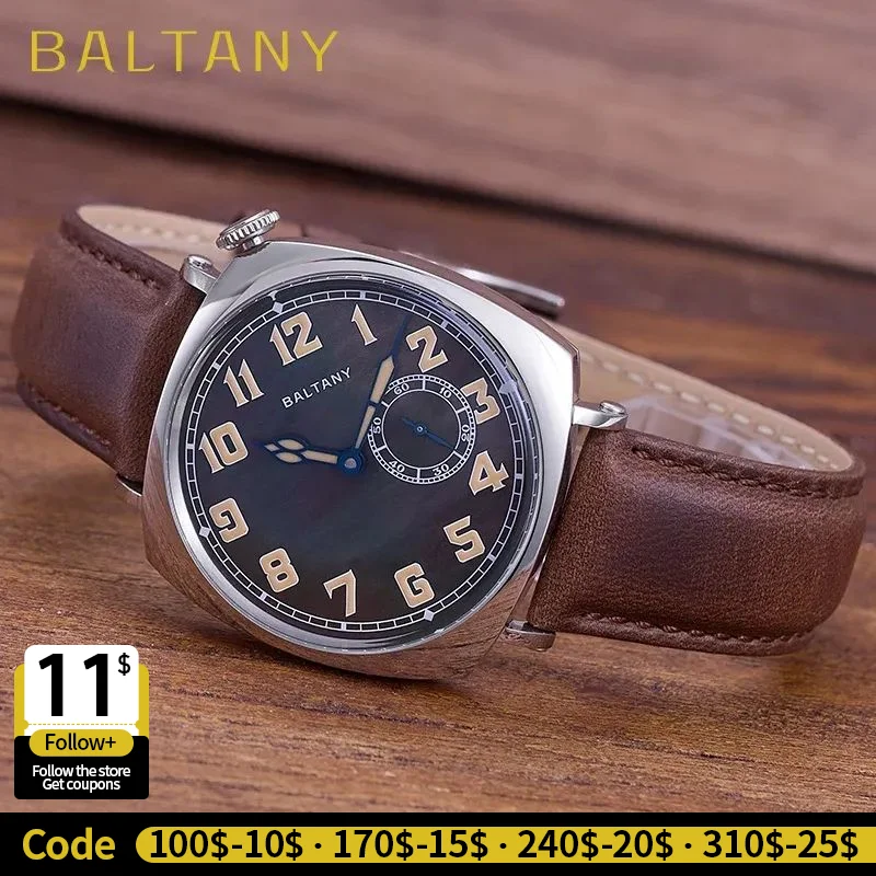 

Baltany Dress Watch Man S4071 Stainless Steel Manual Winding Mechanical Wristwatch Sapphire AR Crystal 1921 Retro Homage Watches