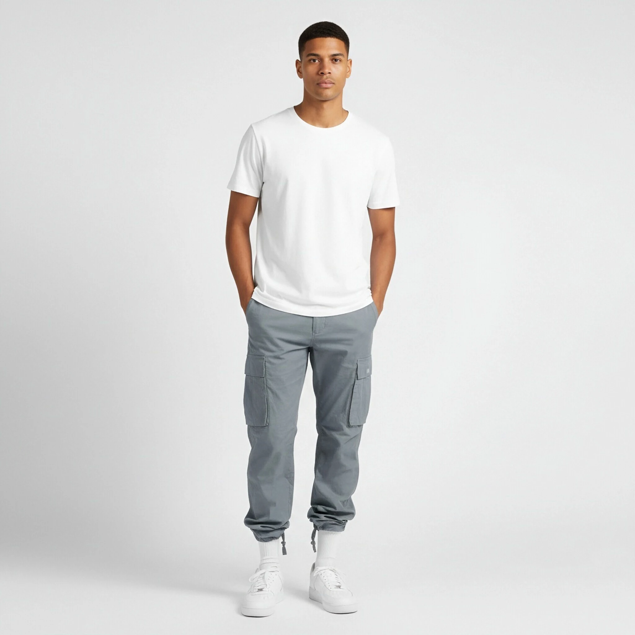 Men Casual Cargo Pants Multi-Pocket Baggy Trousers Loose Fit Straight Leg Joggers Pants for Street Gym Running Hiking