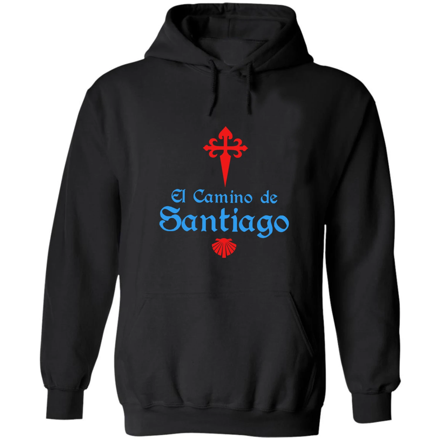 Saint James Cross Scallop Shell Camino De Santiago Pullover Hoodie 100% Cotton Comfortable Casual Mens Sweatshirts Streetwear